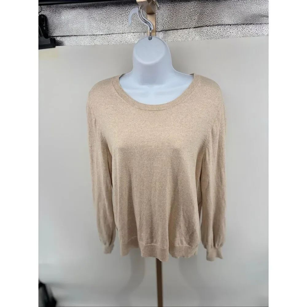 J.Crew Factory With Cashmere Crewneck Sweater Medium Oatmea